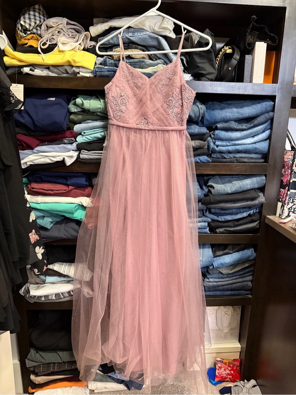 Azazie Dusty Rose Tulle Dress